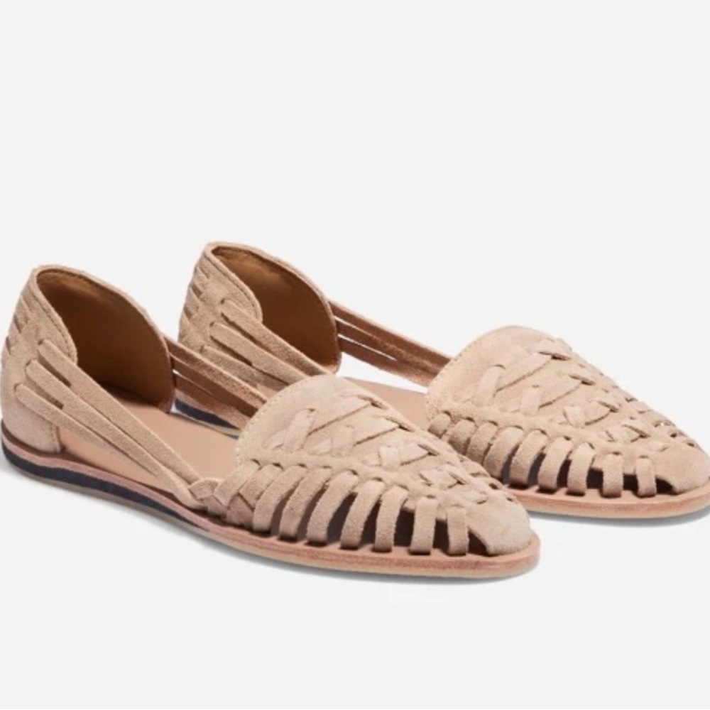 Nisolo Taupe Woven Suede D'Orsay Flats